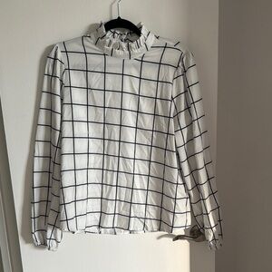 SHEIN long sleeve ruffle neck black white shirt - Large